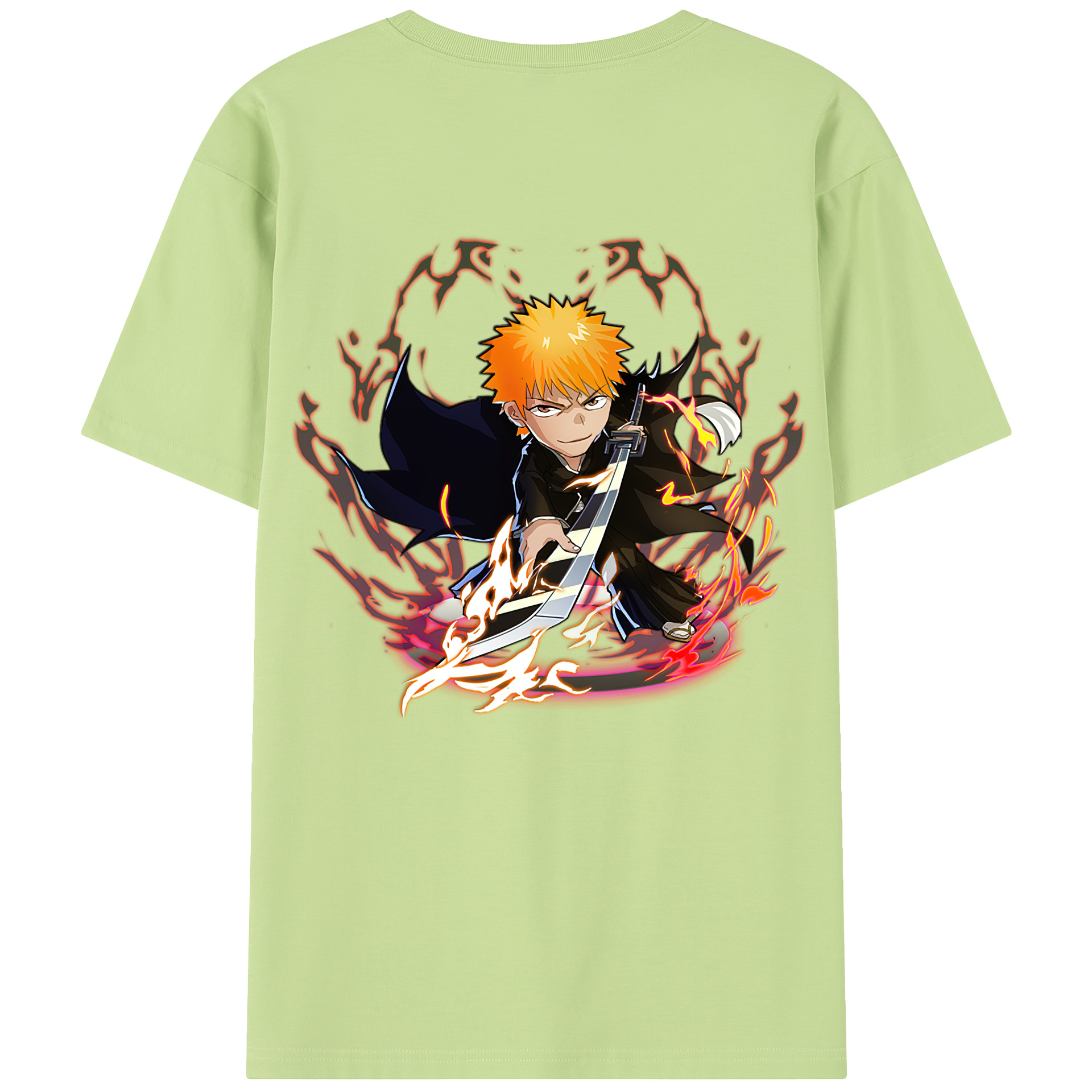 （画像用） ブリーチ 黒崎一護（くろさき いちご）BLEACH Kurosaki Ichigo 綿100％半袖Tシャツ（背面プリント）